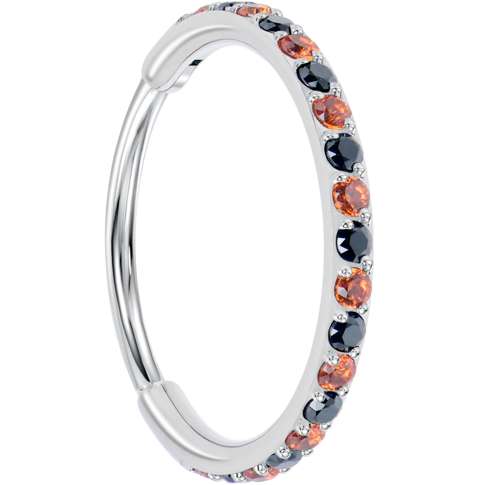 20G Micro Gem Titanium Hinged Nose Hoop - Black Orange Nose Ring